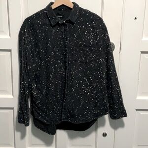 Madewell Oversized Boyfriend Black Shirt Stars Print size M